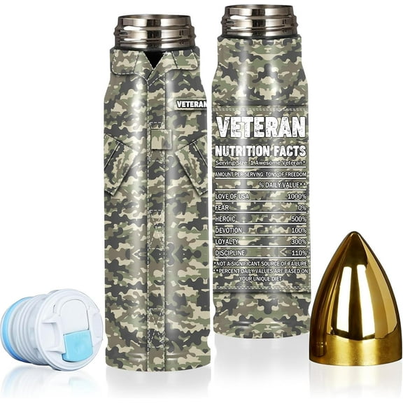 Veteran Gifts For Men, Veteran Bullet Tumbler With Lid 17 Oz, Military Army Retirement Present, Christmas Birthday Gifts For Men Father Grandpa Veterans, Camouflage Insulated Tumbler