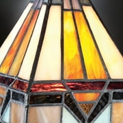 Luxury American Bungalow Tiffany Table Lamp, Large Size: 12''H x 5''W, with Craftsman Style Elements, Vintage Bronze Finish, UQL7026 from the Axminster Collection by Urban Ambiance