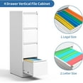thumbnail image 6 of 4 Drawer File Cabinet, Metal Vertical Filing Cabinets for Home Office, Steel Storage Cabinet for Hanging Legal/Letter Size Files, Assembly Required (White), 6 of 6