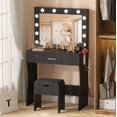 thumbnail image 4 of VEANERWOOD Vanity Set with 3 Color Lighted Mirror Makeup Table 55" with Charging Station Large Drawer, Black, 4 of 10