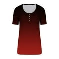 thumbnail image 4 of loopsun Plus Size Tops for Womens,Womens Summer Tops,Women's Round Neck Button Up T-shirt Loose Short Sleeved Top Wine L, 4 of 4
