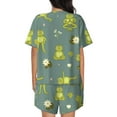 thumbnail image 3 of Qekee Cute Yoga Frogs Women's Pajama Set Short Sleeve Sleepwear Summer Home Wear with Pockets Soft Short Sleeve Shirt - Cute Yoga Frogs, 3 of 9