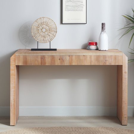 Rustic Console Table With Drawer - Natural Wood Warm Home Ambiance Wooden Finish Organization Piece