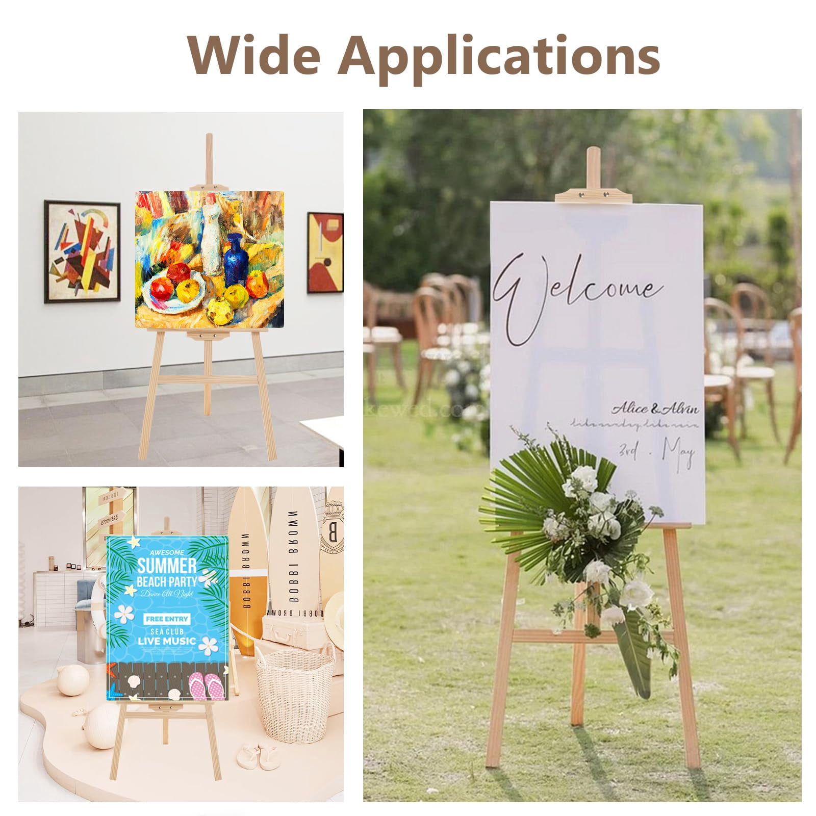Wooden Easel Stand for Painting, 45" Adjustable Height Folding Art Easel for Canvas,Folding Art Easel for Drawing, Wedding Sign and Poster, Suitable for Kids and Adults