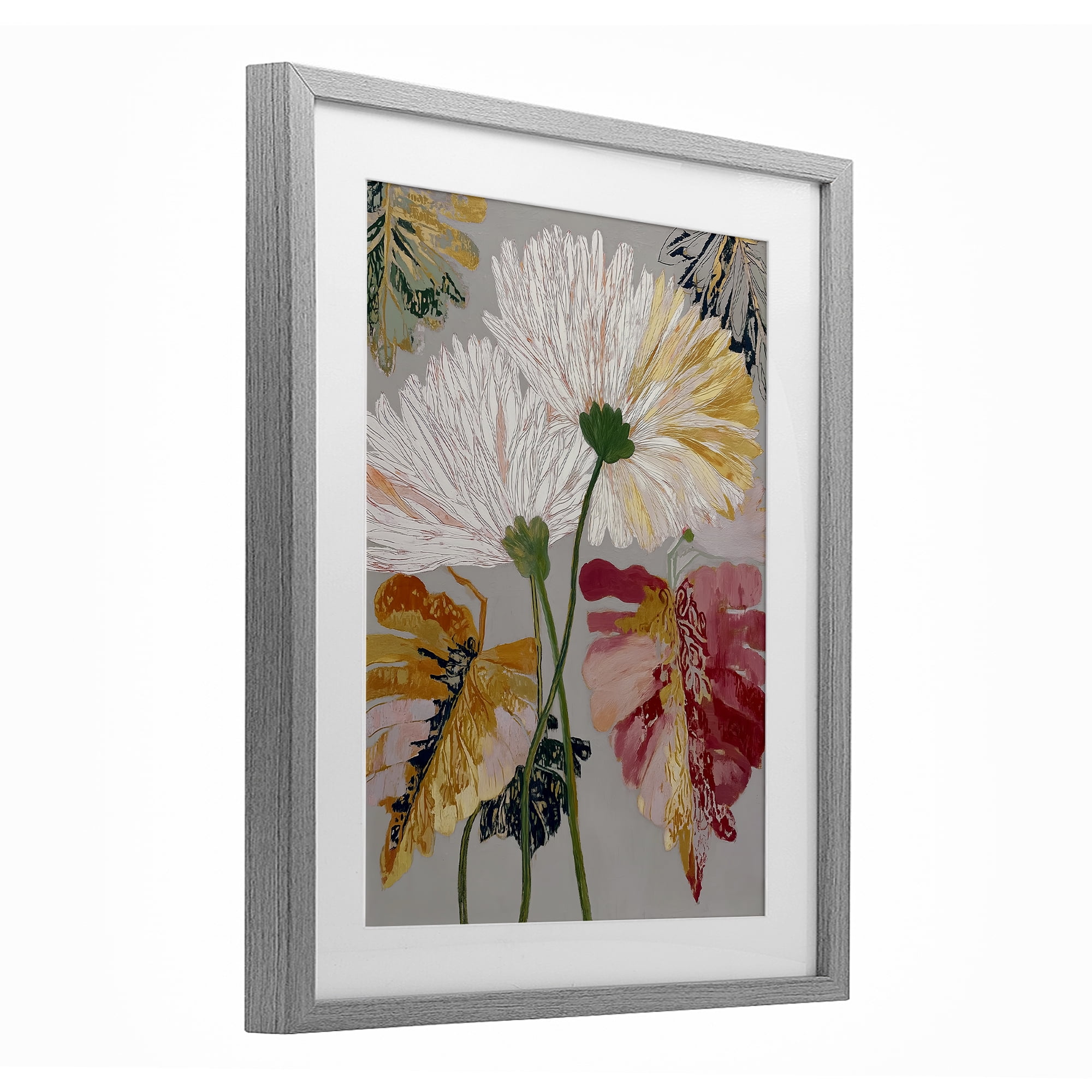 Playful Assumptions Flowers Gray Framed Print Under Glass, design by Annabelle Hall