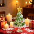 thumbnail image 7 of Bomd Mini Glass Christmas Decoration, Crystal Decoration With Colorful Lights And Golden Star, for Holiday Celebrations, Home, Office, Desk, Party Decor And Christmas Gift(Green White), 7 of 7