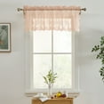 thumbnail image 3 of THD Joelle Floral Rod Pocket Lace Semi Sheer Voile Short Valance for Small Windows, Kitchen & Bathroom - 54 x 18 Inch Length (Blush Pink Valance), 3 of 6