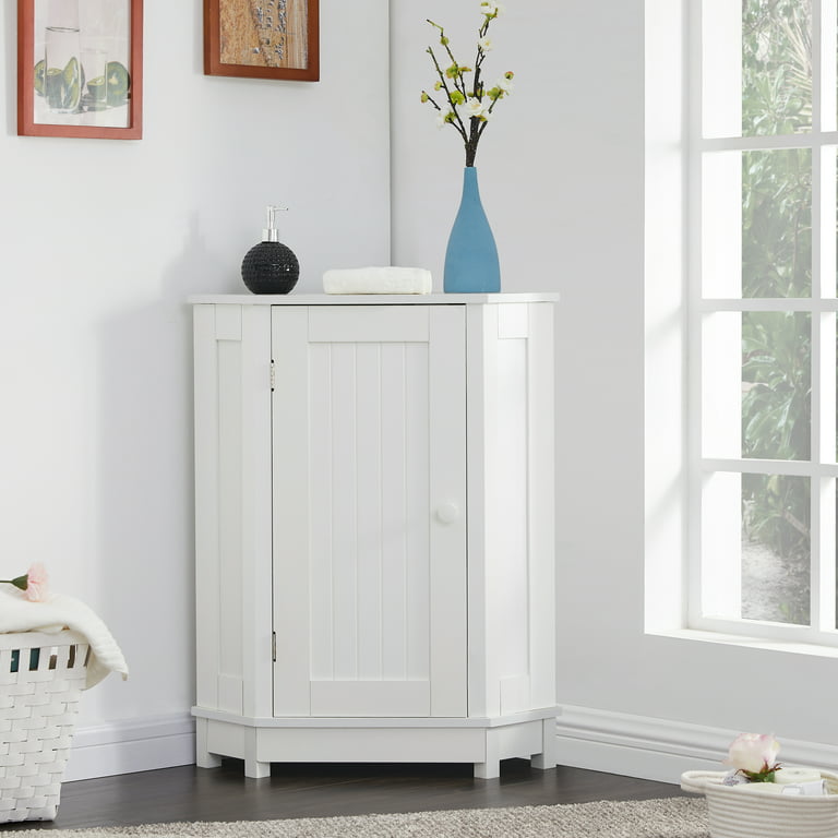 Elegant Home Fashions Wooden Bathroom Corner Wall Storage Cabinet Space  Saver Organizer White, 1 - Pay Less Super Markets