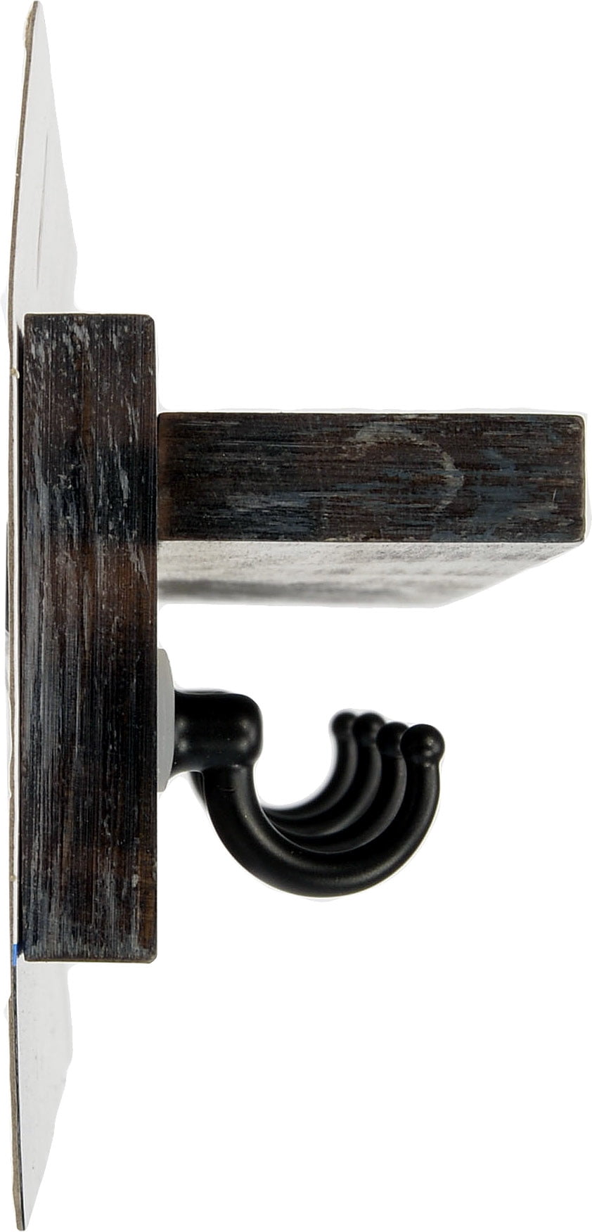 Mainstays 10 Inch Wooden Hookboard with Shelf, 4 Metal Hooks, Includes Mounting Hardware, Antique Grey