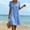 Blue, variant on Women's Casual Linen Shift Dress with Short Sleeves and Lace Patchwork for Summer
