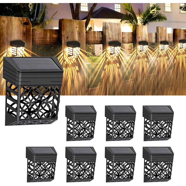 Paquete de 8 luces solares para patio, escaleras, patio, camino y entrada: luces de pared decorativas, automáticas e impermeables para terraza, escaleras, patio, entrada, 102,7 x 83,4 x 51,6 mm