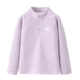 thumbnail image 2 of YMNXA Kids Boys Training Top Long Sleeve Stand Collar Solid Color Half Zip Comfortable Breathable Activewear Tee For Outdoor Activities,Light Purple,16-18 Years, 2 of 3