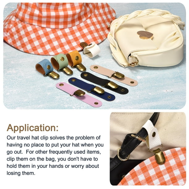 6815 Hat Clips For Travel, 2pcs Pu Leather Women Bag Handbag 2 Pcs Hat Clip for Travel on Bag- Securely Attach Hats to  main image 4