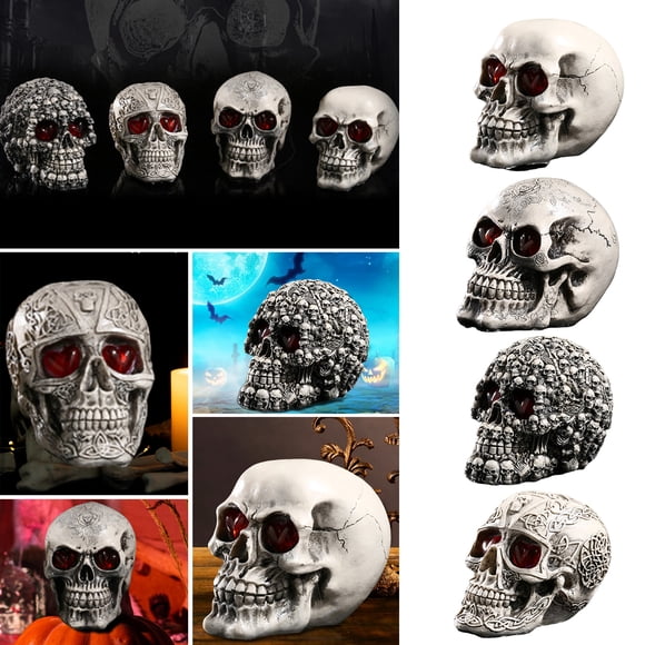 Studio Skull Head Sculpture Halloween Decoration Skull Decor Collectible Figurine Life Size Human Head Skeleton Statue Indoor Home Decor