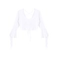 thumbnail image 4 of Doomiva Women's Belly Dance 3/4 Sleeve V Neck Tie Front Crop Top Blouse Cardigan Wrap Top White One Size, 4 of 7