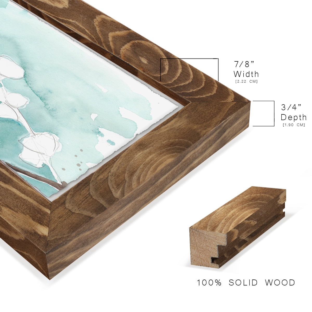 Ginkgo on Dusty Teal V - Framed Print w/glass - Walnut