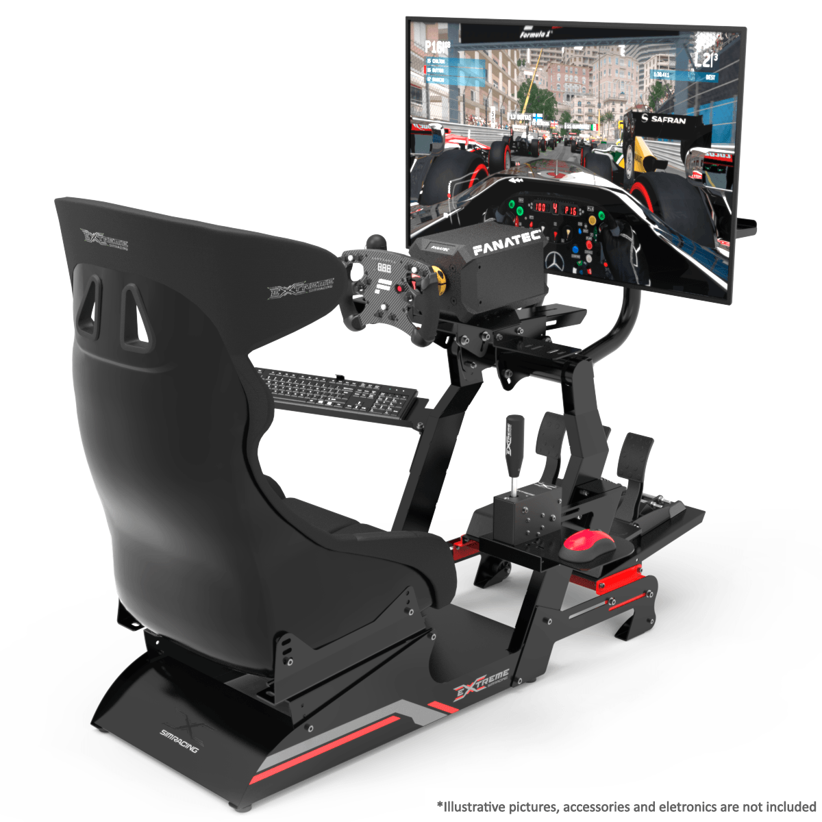 Extreme Sim Racing Wheel Stand Advanced Cockpit P1 Black Edition Simulator  for Logitech G29, G920, G923 Thrustmaster Fanatec Simagic Playstation Xbox  PC
