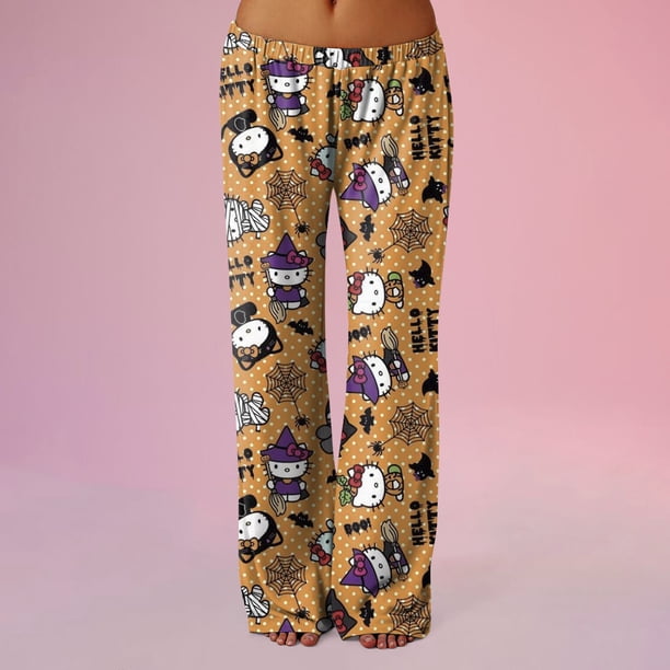 Pantalones de pijama Sanrio Hello Kitty Pajamas Pants for Womens Cute Hello Kitty Pajama Pants Printed Home Pants Pajamas Spring Long Pants Sleepwear Yoga Pants
