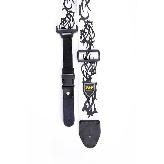 Acoustic Electric Bass Guitar Strap Adjustable Nylon Widen Belt Leather End