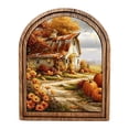 thumbnail image 2 of House Style Arched Wood Frame Tabletop Decor, Rustic Halloween Wall Art, Warm Spooky Artwork for Shelf Styling, Desk Decor, Living Rooms, Walls, 8.9 X 7.2 Inch, 2 of 7