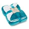 thumbnail image 1 of Genteele Couverture Jetée Sherpa Super Douce Réversible Ultra Luxueuse en Peluche (60 Pouces x 70 Pouces, Sarcelle/blanc), 1 of 4