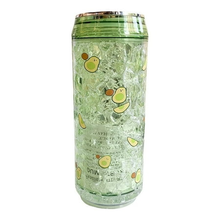 

Papaba Ice Cup 350ml Iced Sippy Cup Thickened Bottom Double Layer Refrigeration Portable Ice Drink Water Cup Student Water Bottle for Home Use