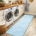 thumbnail image 3 of Moynesa 2'x6' Scalloped Floral Runner Rug, Washable Cottage Boho Accent Rug for Hallway Bedroom Laundry Room ‎Bathroom Soft Low Pile Non Slip, Mist Blue, 3 of 11