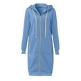 thumbnail image 4 of Daznico Women's Winter Zip-Up Hoodie Longline Pullover with Drawstring & Pockets,Zip Up Hoodie Women,Zip Up Sweatshirt Women,Color: Sky Blue Size: 4XL, 4 of 5