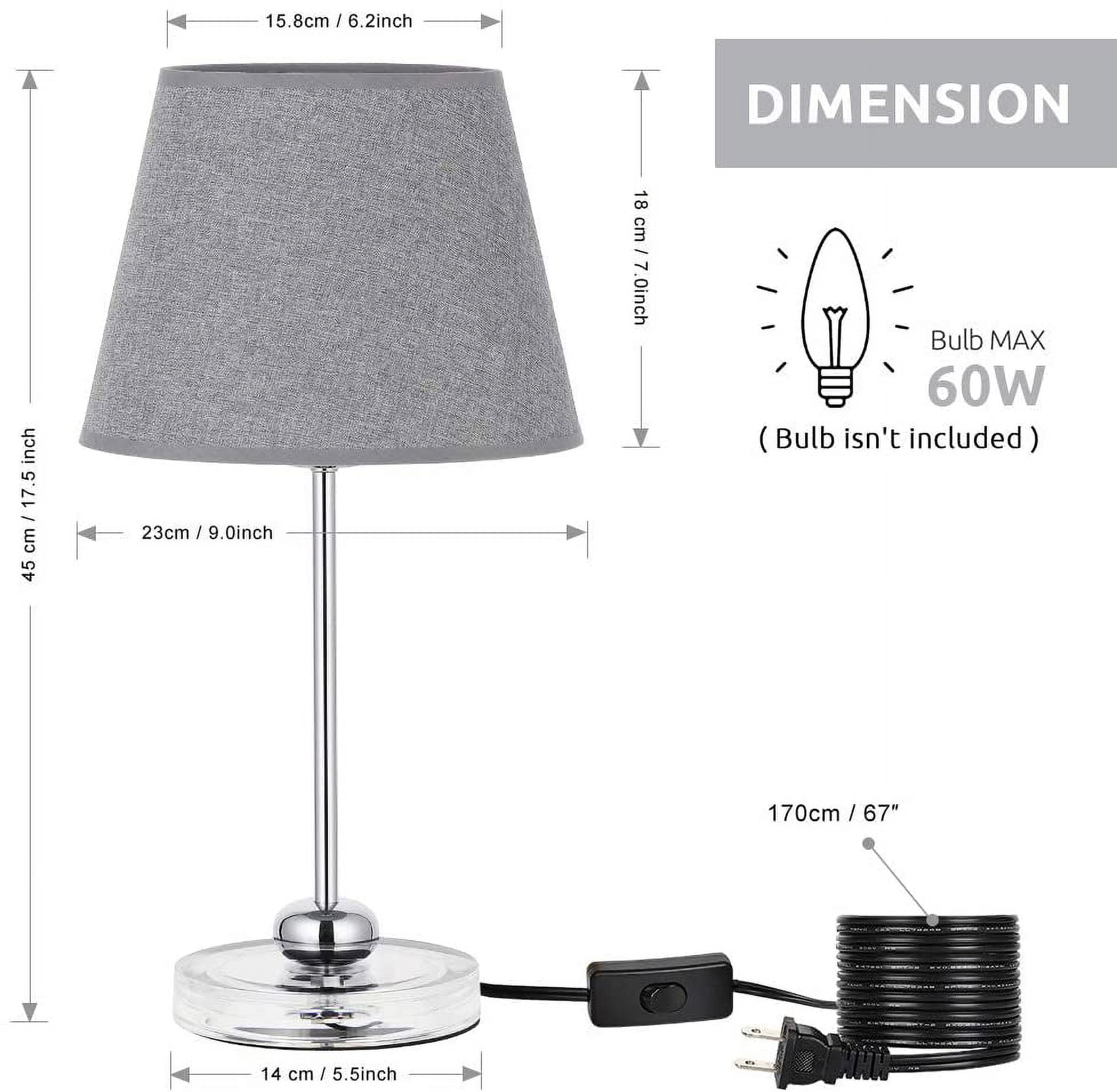 Haitral Modern Silver Bedside Lamp with Acrylic Base Set of 2