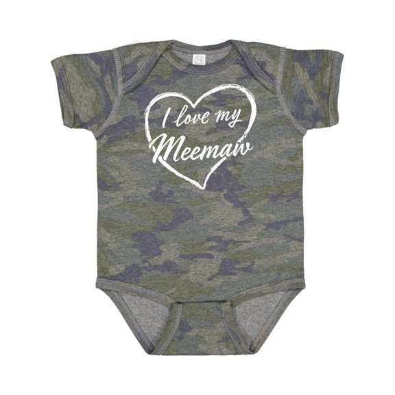 Inktastic I Love My Meemaw in White Chalk Heart Boys or Girls Baby Bodysuit
