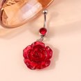 thumbnail image 2 of nipocaio Anneau de Ventre en Acier Inoxydable Rose Fleur Nombril Clou Rouge, 2 of 5