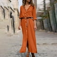 thumbnail image 2 of Ersazi Boho Clothes for Women in Clearance Fashion Women Summer Casual Solid Dress V-Neck Long Sleeve Loose Dress Orange M, 2 of 6