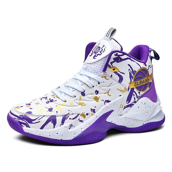 Bolognifi Basketball Shoes for Mens Breathable Running Athletic Cushion Sports Fashion Sneakers Sport - PURPLE_8.5 WOMEN/7.5 MEN