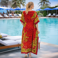 thumbnail image 2 of Miss Lavish London Plus size Kaftan Dresses for Women Beach Cover up Caftans Moo Moos Women Swimwear Cover up Red XL, 2 of 6