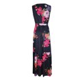 thumbnail image 5 of Robes d'Été pour Femmes Imprimé Floral Sans Manches Robes d'Été Décontractées Longues avec Ceinture, 5 of 5
