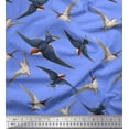thumbnail image 1 of Soimoi Blue polyester Crepe Fabric Flying Woodpecker Bird Decor Fabric Printed Yard 42 Inch Wide, 1 of 1