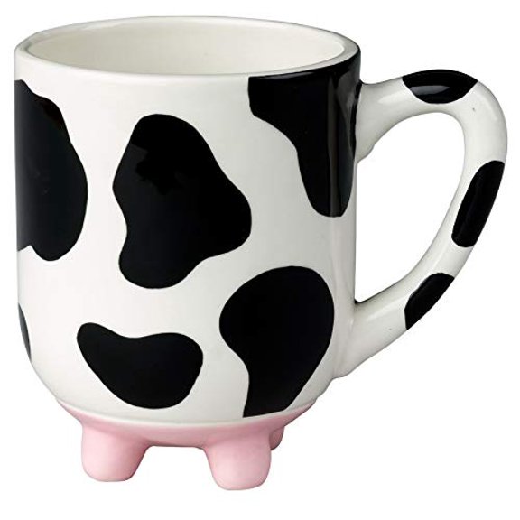 Boston Warehouse 66618 Udderly Cow Mug With Non-Skid Silicone Feet Hand Painted Ceramic, 20-Ounce