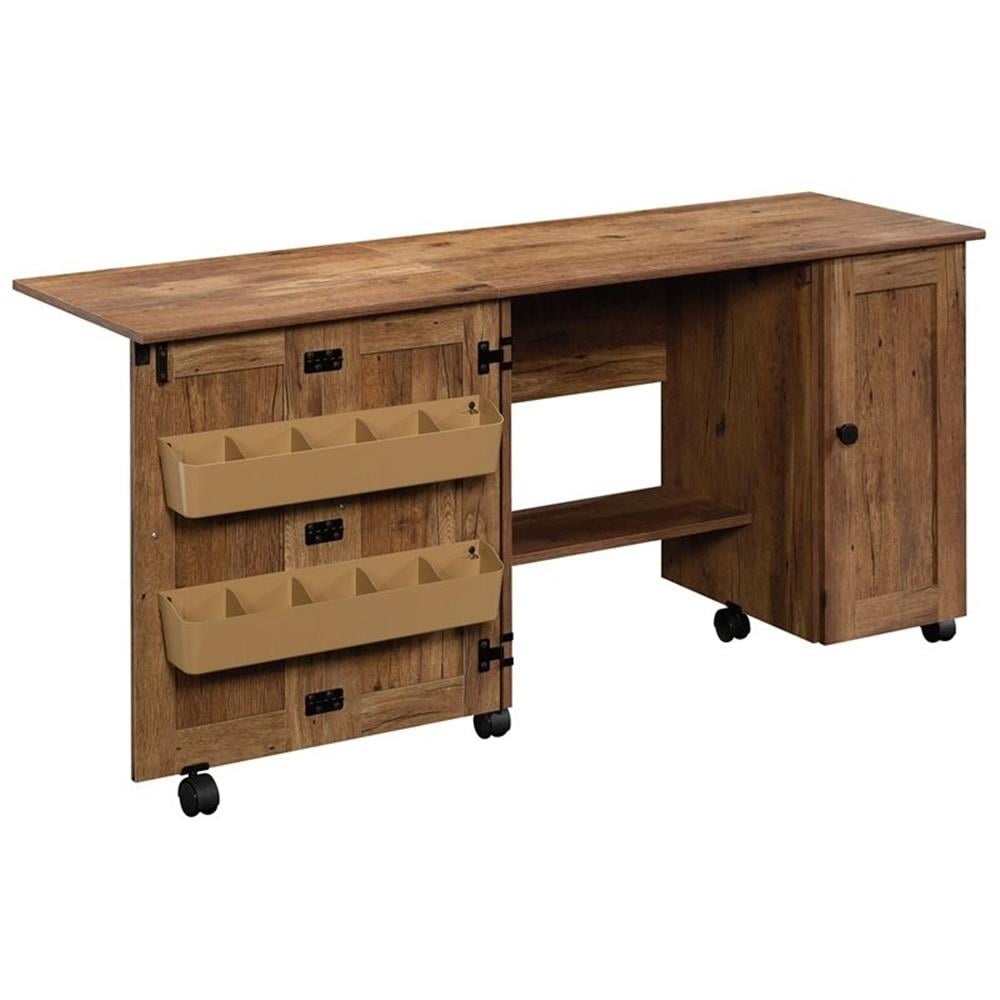 Bowery Hill Contemporary Engineered Wood Sewing Craft Cart in Oak