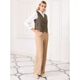 thumbnail image 3 of DARING DIVA Women's Linen Vest Button Down V Neck Business Waistcoat 2XL Brown, 3 of 6