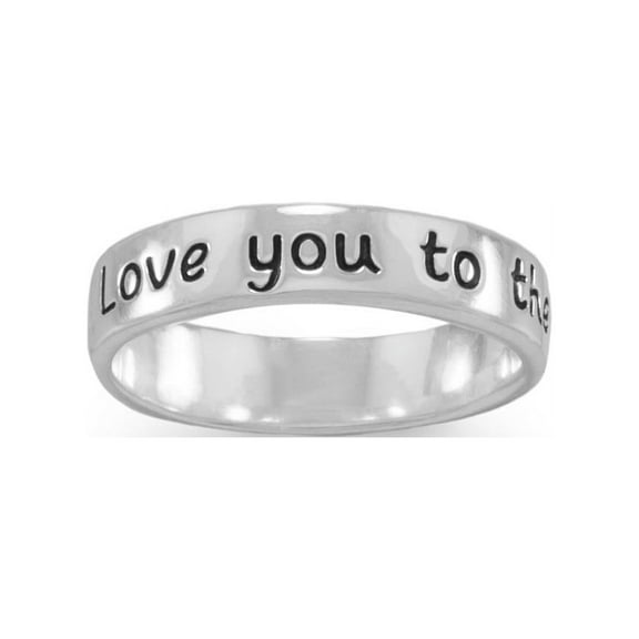 Engraved Love you to the Moon and Back Sterling Silver Band Ring