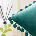 thumbnail image 2 of 2 fundas de almohada de terciopelo para Halloween, fundas de almohada decorativas con pompones, fundas de cojín suaves y sólidas con pompones cuadrados para sofá y sala de estar, 2 of 3
