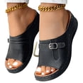 thumbnail image 2 of Wide Width Sandals for Women Bohemia Sandals Flatform Open Toe Sandal Lightweight for All-Day Walking Comfort (Black,40), 2 of 3