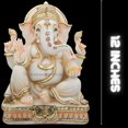 thumbnail image 6 of KARIGAROFFICIAL Ganesha Murti Statue 12 inches Gold Leaf Work Ganpati Figurine Marble Ganapati Idol Vinayak Deity Ganesha Large Big White Elephant Head God Home Decor Gift Sculpture Home First Ganesha, 6 of 6