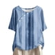 thumbnail image 1 of Tops de Lino para Mujeres Imprimir Suéter Cuello Redondo Manga Corta Superior Poliéster, Blusa de Moda Casual para la Primavera Y el Verano, 1 of 6