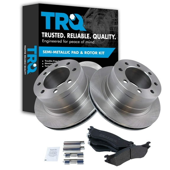 TRQ Rear Brake Pad & Rotor Kit Brake Pads Brake Rotor Semi-Metallic Fits Select 2006-2008 Dodge Ram 1500 2003-2008 Ram 2500 Ram 3500