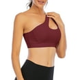 thumbnail image 4 of Women's One Shoulder Cut Out Tank Top Workout Padded Sports Bra Post-Surgery Bra Sexy Medium Support Fitness Running Bras, 4 of 6