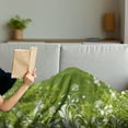 thumbnail image 3 of Green Soft Flannel Fleece Throw Blanket, Abstract Floral Ornaments Nature Inspired Branches Leaves, Cozy Plush for Indoor and Outdoor Use, 50" x 60", Apple Green Fern Green, by Ambesonne, 3 of 5