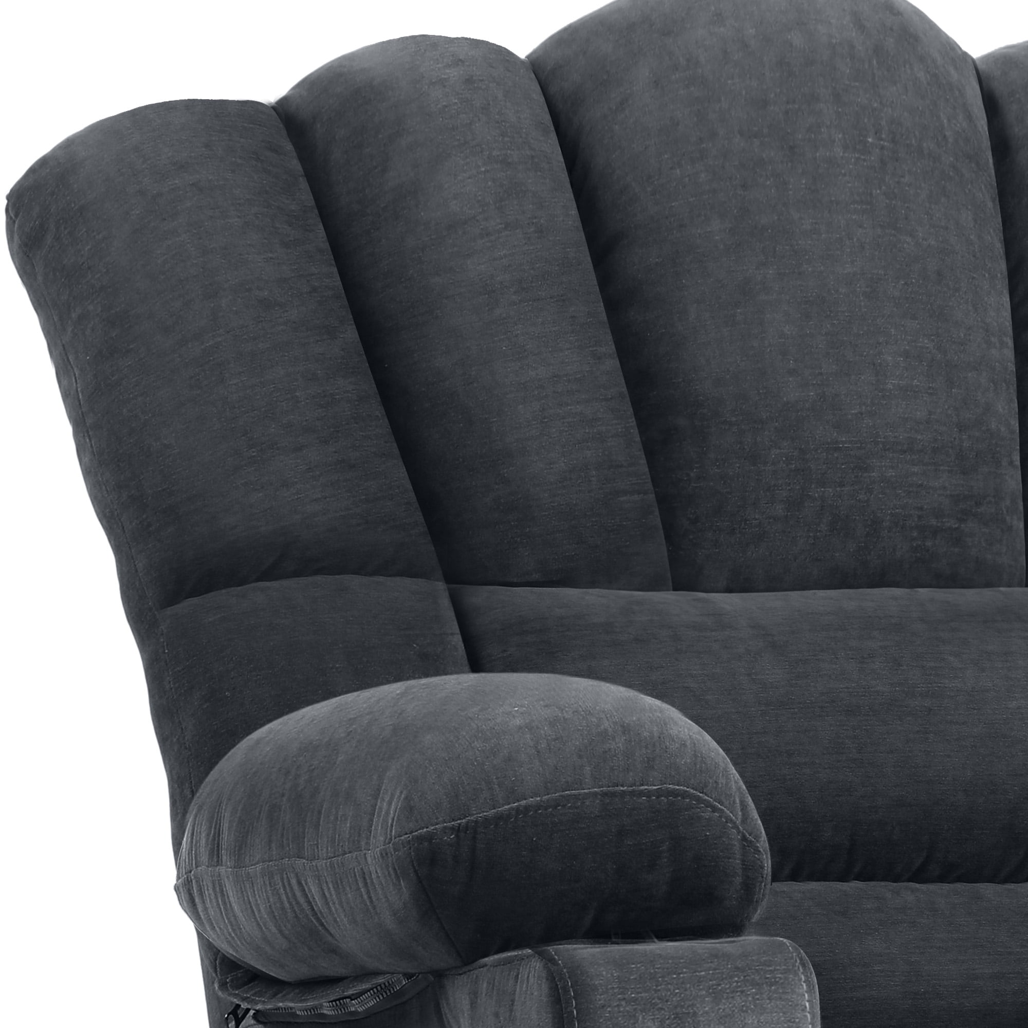 Uforic Gray Fabric Recliner Chair with Massage and Heat, Glider Rocker Recliner Chair, Manual Rocking Chair with 2 Integrated Cup Holders, USB Charging Port, and Handy Side Pocket