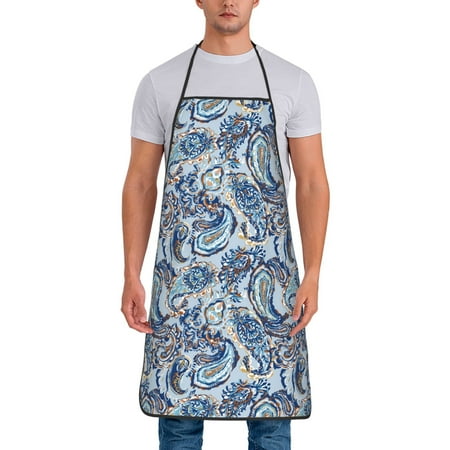 

Naloa 1Pack Adjustable Bib Apron Waterdrop Resistant Cooking Kitchen Aprons for Women Men Chef Paisley Floral Branches Print