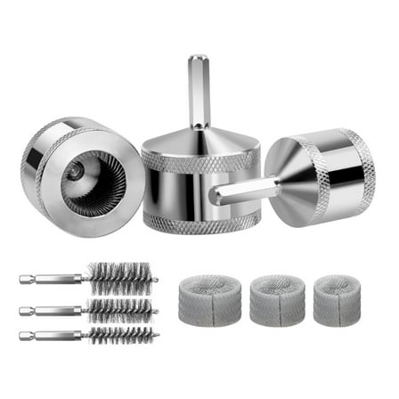 3 Size Metal Copper Pipe Cleaner Set For Drill Attachments With Interchangeable Head